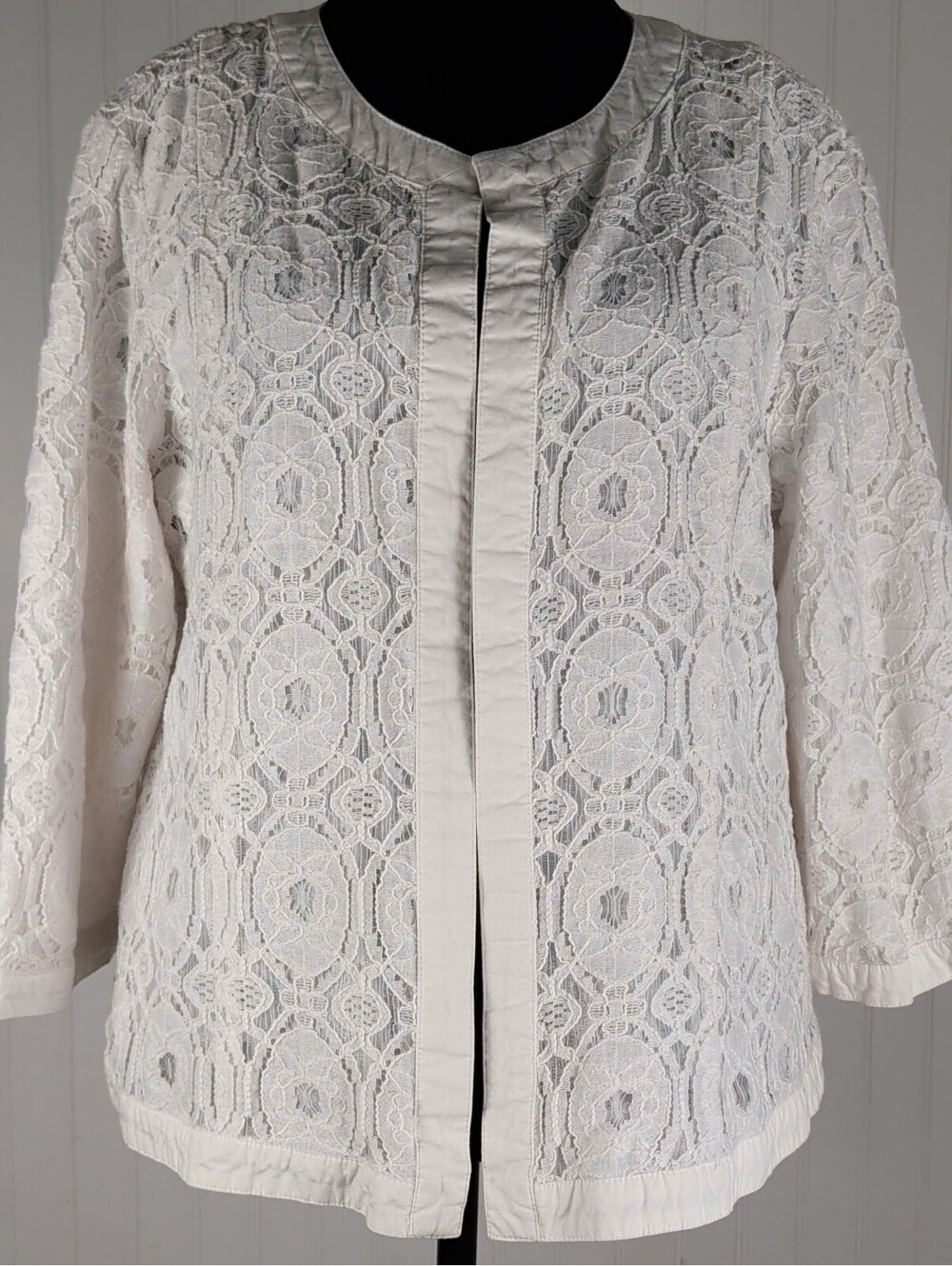 Christopher Banks White Lace Jacket XL Elegant Feminine Classic